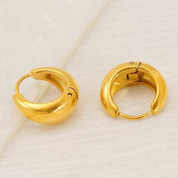 Серьги из нержавеющей стали, французские легкие роскошные серьги, электролитические, универсальные, высококачественные, каплевидные, европейские и американские ретро, простые серьги, серьги-кольца