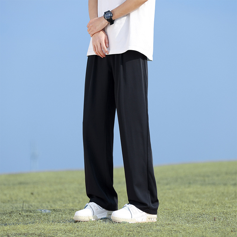 Мужские брюки American Retro из льняного шелка на весну и лето, тонкие, драпированные, в стиле хай-стрит, прямые, свободные, повседневные брюки