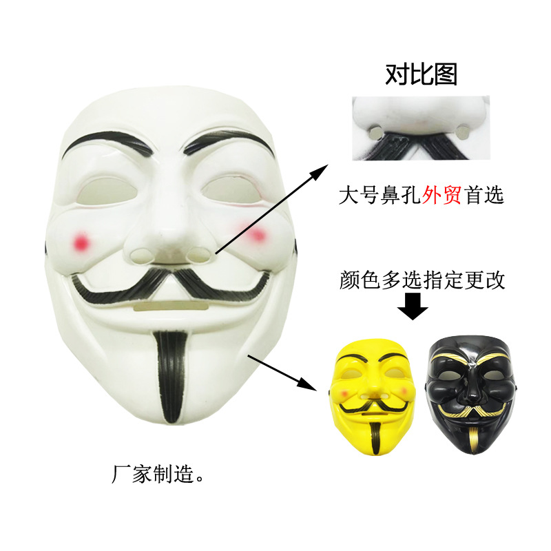 Оптовая продажа маски ужасов на Хэллоуин, маска с гримасой, V-образная маска, полное лицо, мужская маска из кино