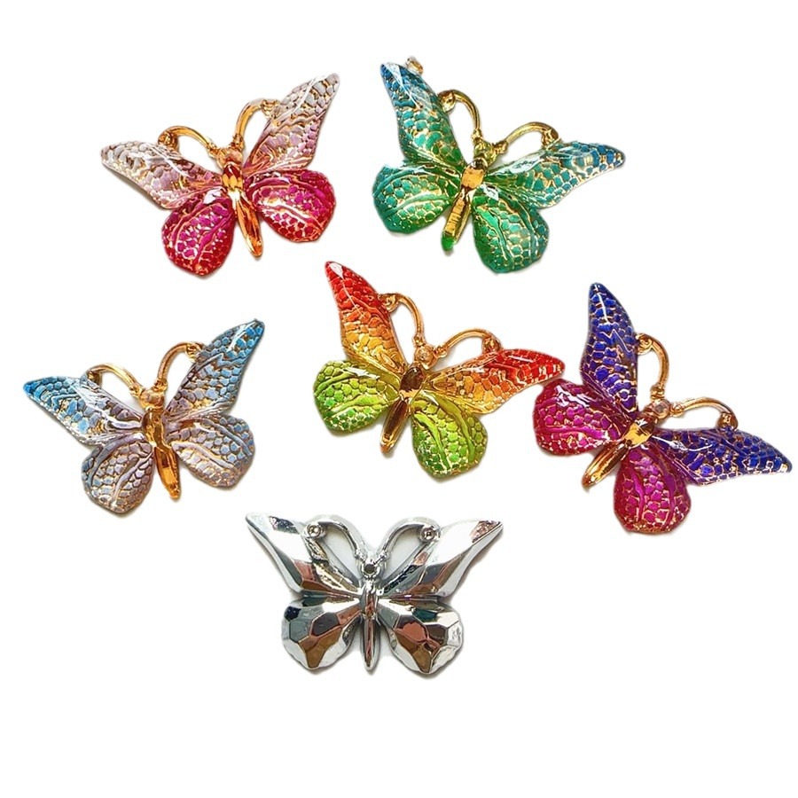 New acrylic butterfly gradient color butterfly two-color butterfly mobile phone shell material hole shoes accessories