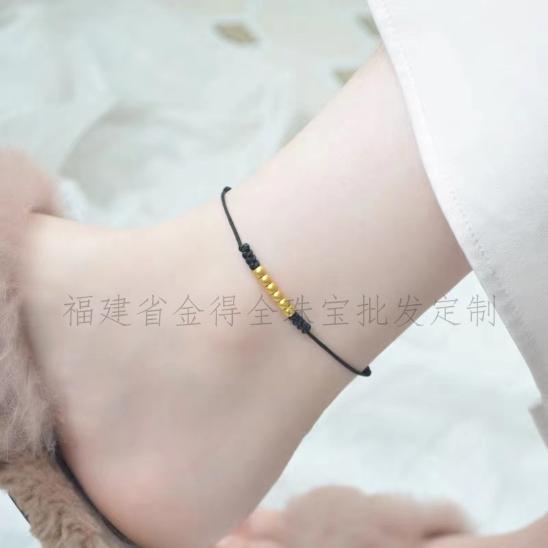 Gold small gold beads 999 gold transfer beads 3D hard golden surface ancient method round beads this life year diy bracelet accessories