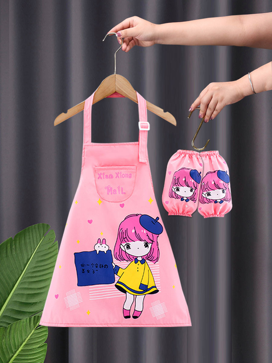 Children's Painting Apron Vests with Sleeves Kindergarten Primary School Students Art Painting Clothes Waterproof Overalls