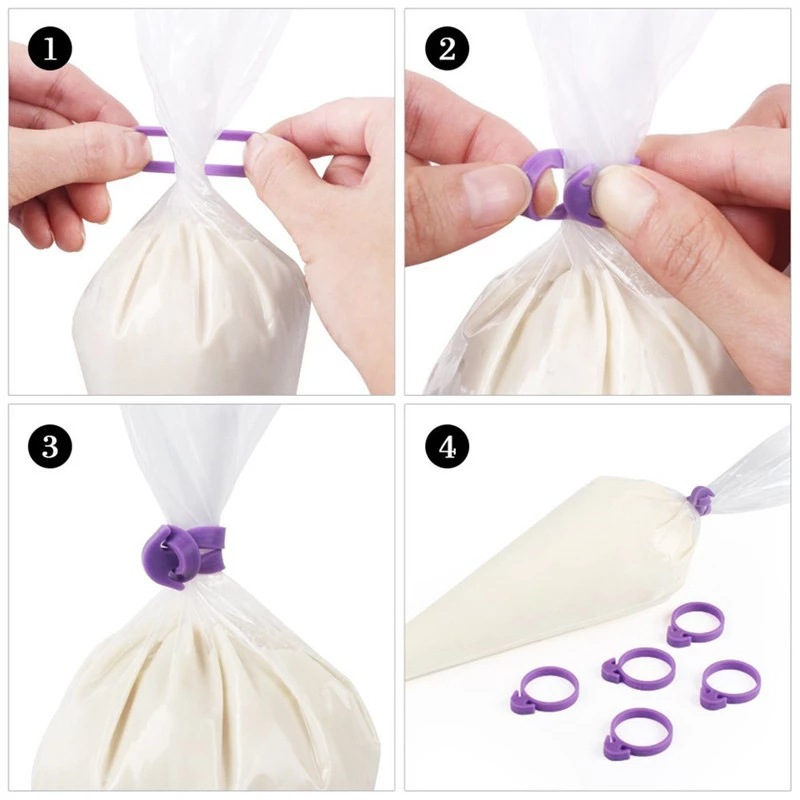 Cream piping bag leak-proof silicone fixing ring baking squeeze flower bag mouth fixing ring rubber band tie sealing ring