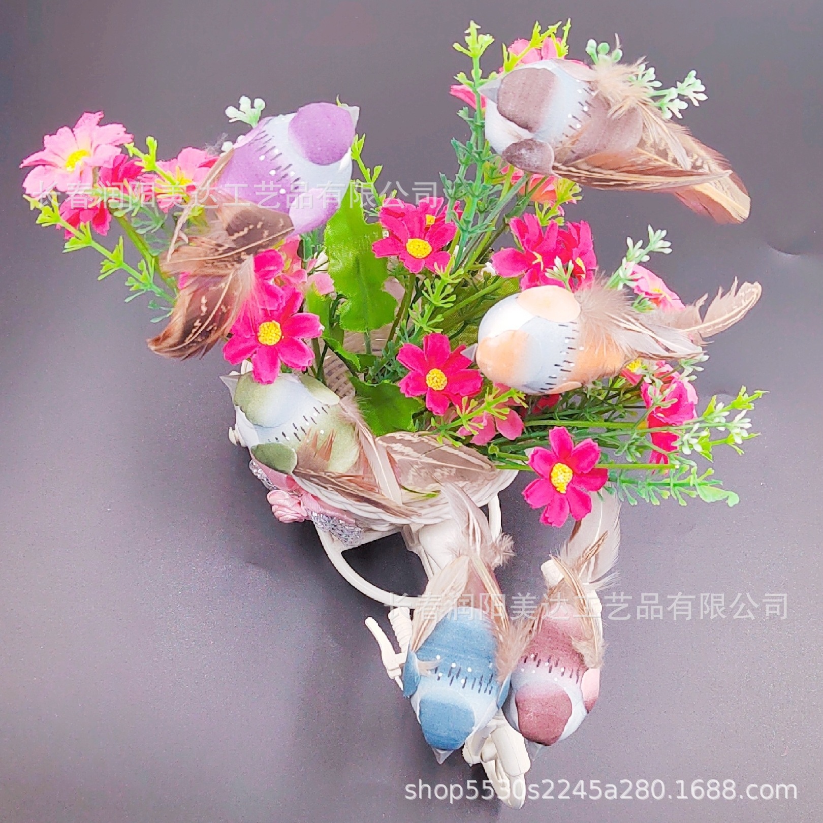 Artificial feather Sparrow/real feather Sparrow/Red osmanthus Sparrow/gardening branch decoration props