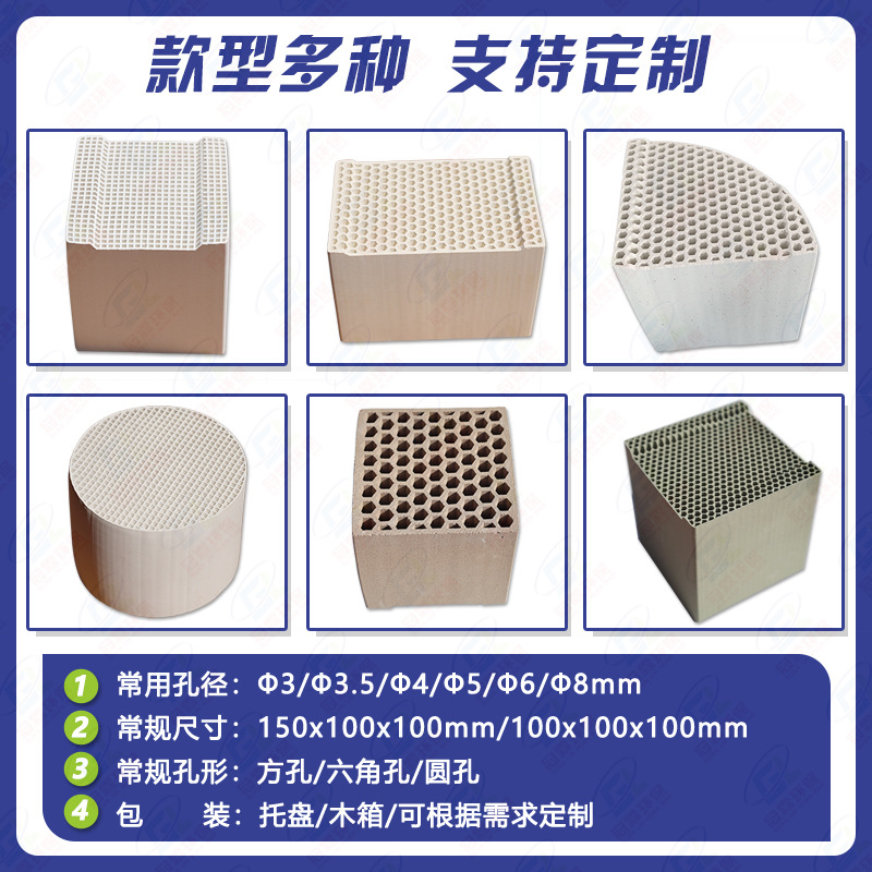 Guanlin Honeycomb Ceramic Square Round Fan-Shaped Special-Shaped Honeycomb Ceramic Heat Storage Body Can Be Provided with Drawings