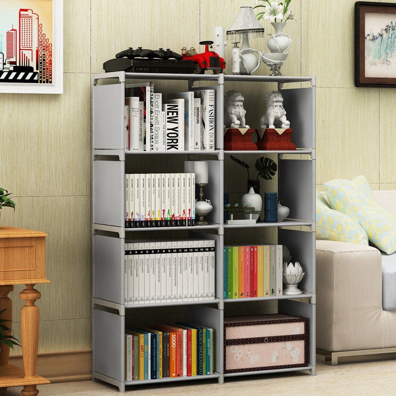 Cross-Border Simple Bookshelf Storage Cabinet Household Multi-Layer Assembly Combination Bookshelf Bedside Simple Bookshelf Wholesale