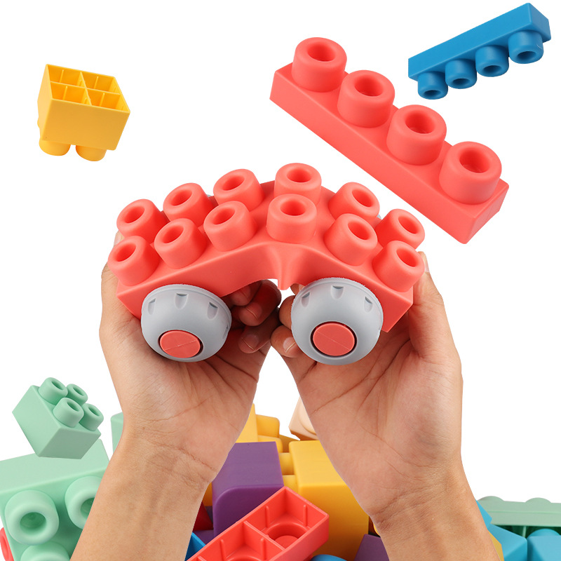 Baby Soft Building Blocks for Kidsren Aged 0 to 1 Can Chew Soft Rubber Toys Large Particles Assembled Educational Baby Teether Toys