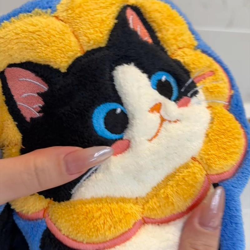 Cat Hand Towel Manufacturer Wholesale Water-Absorbent and Easy-Drying Kitchen Hand Towel Bathroom Cartoon Hanging Children's Small Towel