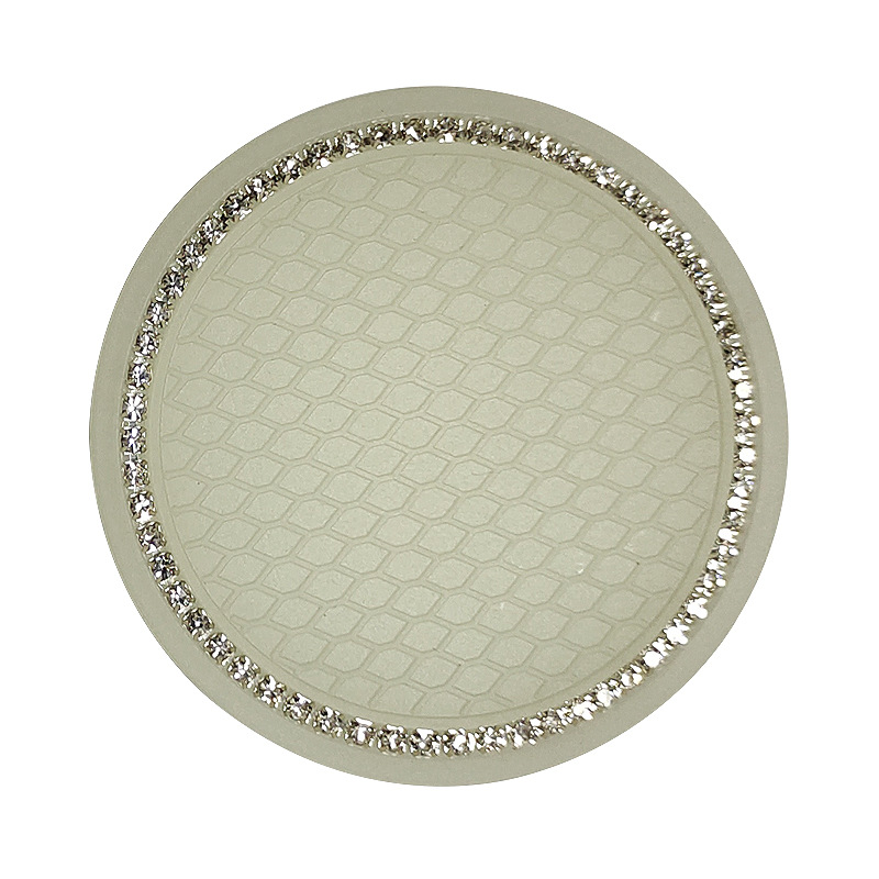 Cross-border e-commerce diamond-encrusted Car coaster car Cup storage pad creative round heat-insulating soft rubber car decorations