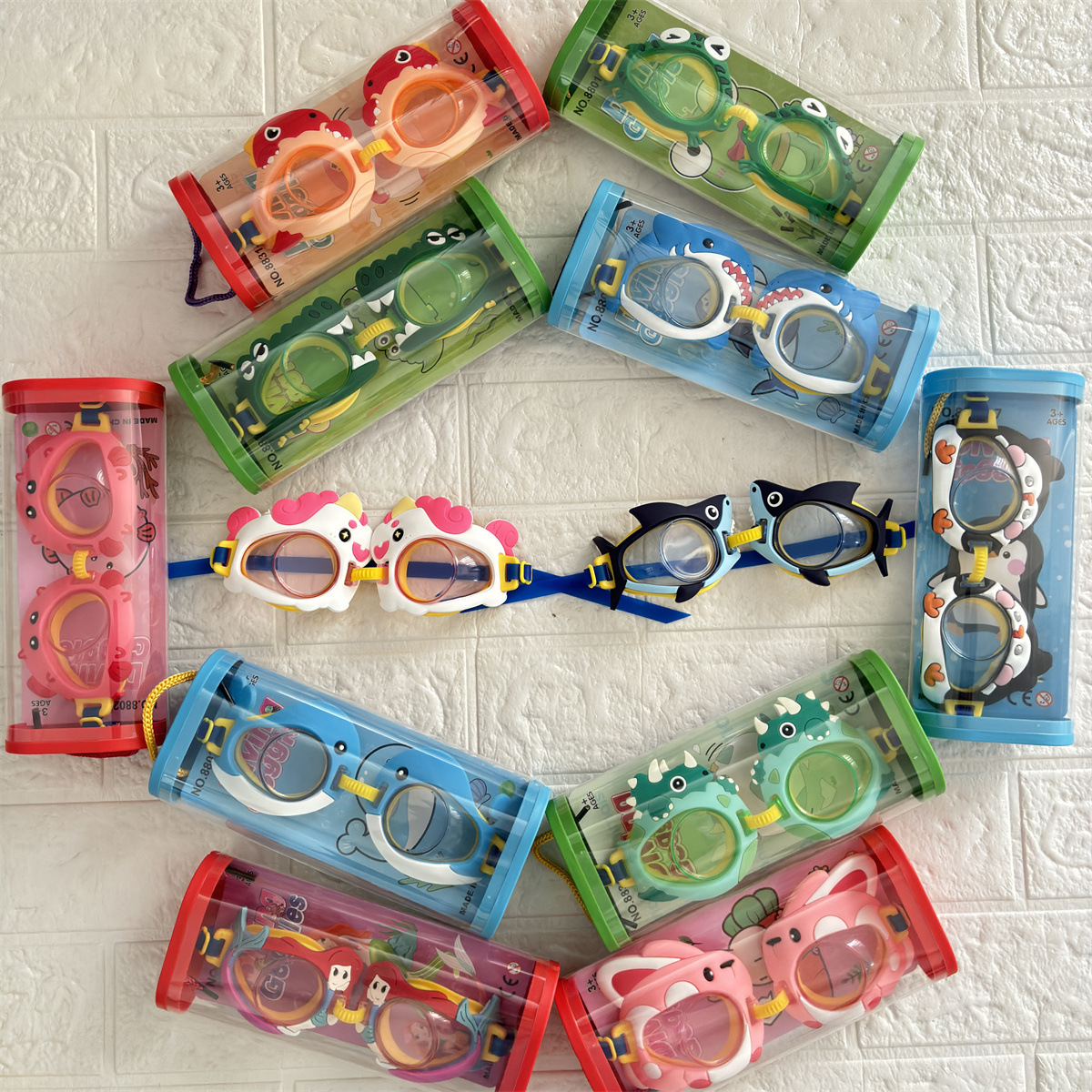 Children's Cartoon Dinosaur Men's and Women's Bathing Beach Toys Swimming Goggles Silicone High-Definition Anti-Fog Goggles Dinosaur Swimming Goggles