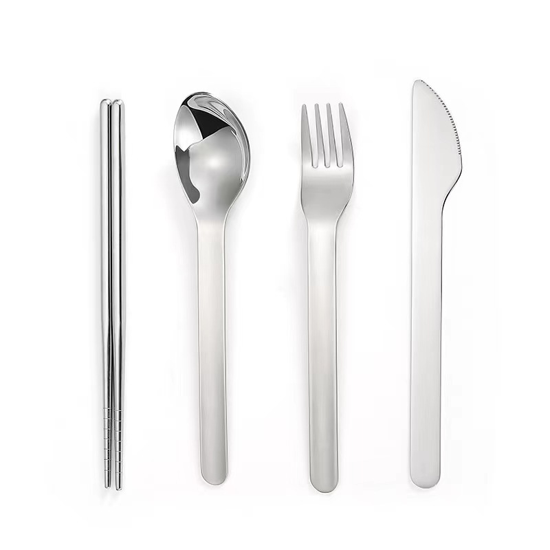 Creative silicone case 304 stainless steel portable tableware suit outdoor camping tableware travel knife fork spoon suit