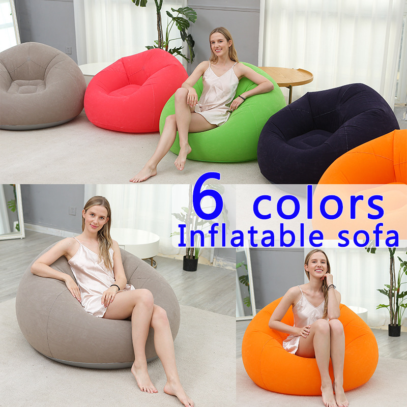 Manufacturers selling inflatable lazy sofa chair flocking portable Leisure inflatable bed outdoor sleeping bag foldable spot