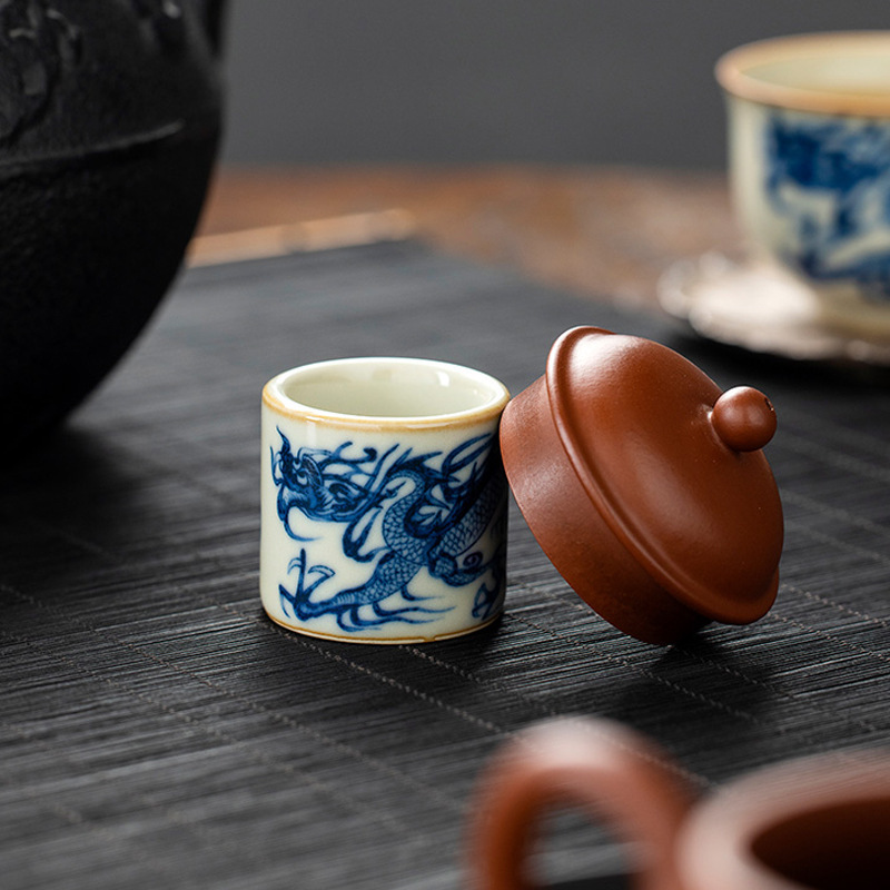 Крышка с узором дракона из керамики, аксессуары для чайной церемонии