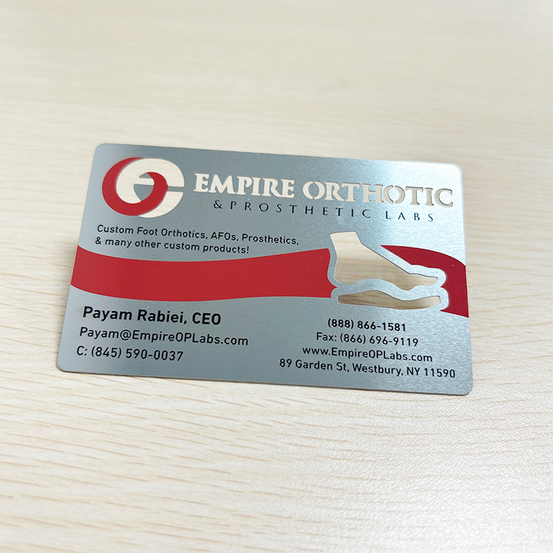 Stainless Steel Silver Business Card Personalized Design Cut Out Logo Silk Screen Pattern Typesetting and Printing Production According to Preferences