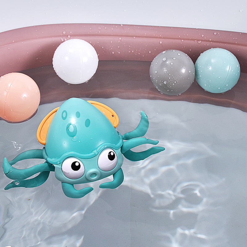 Shake the sound net play water cute crab baby pull rope learn to walk drag octopus chain cartoon bath toy