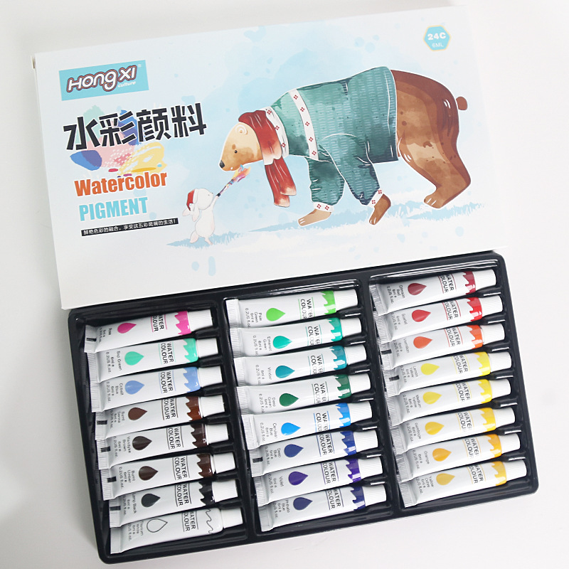 Watercolor Paint 12 Colors 24 Colors Set Gouache Paint 6ml Tube Washable Kidsren's Primary Painting Paint