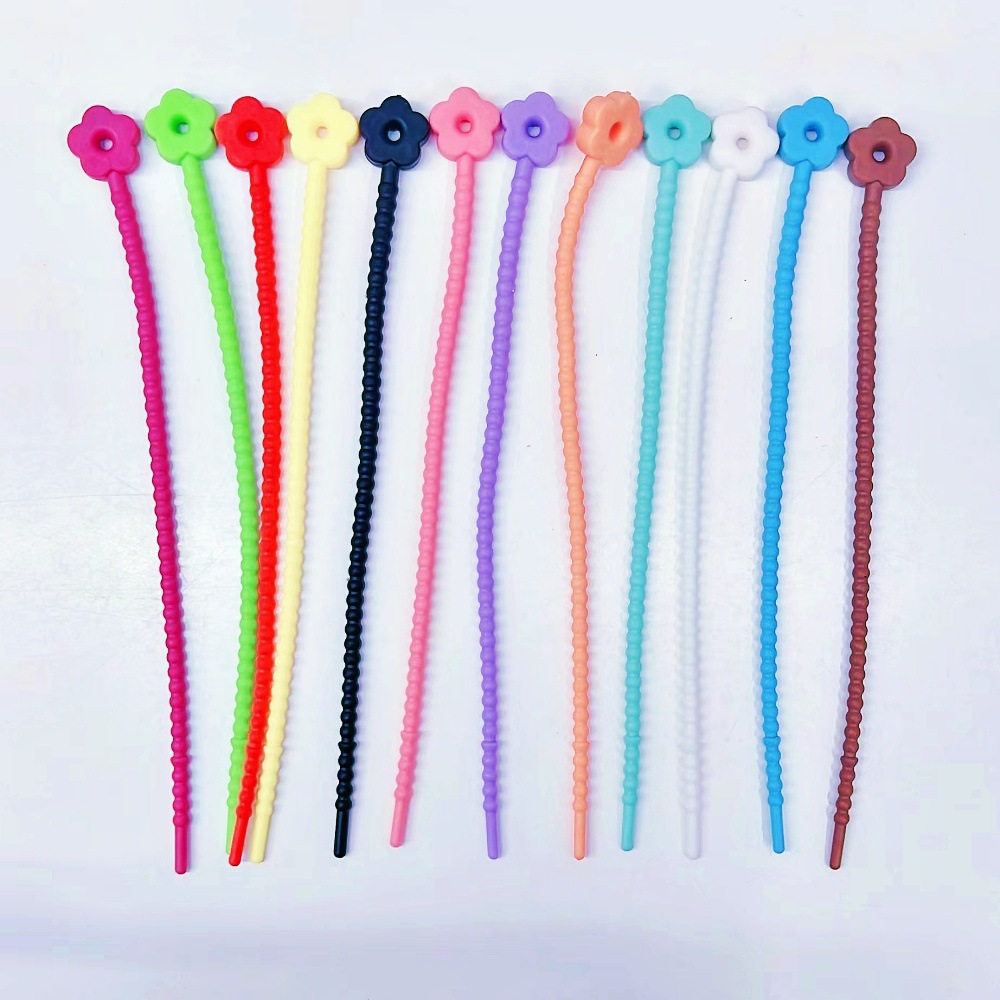 Large 215mm Cartoon Silicone Cable Tie Stretchable Key Ring Color String DIY Doll Pendant Jewelry Accessories