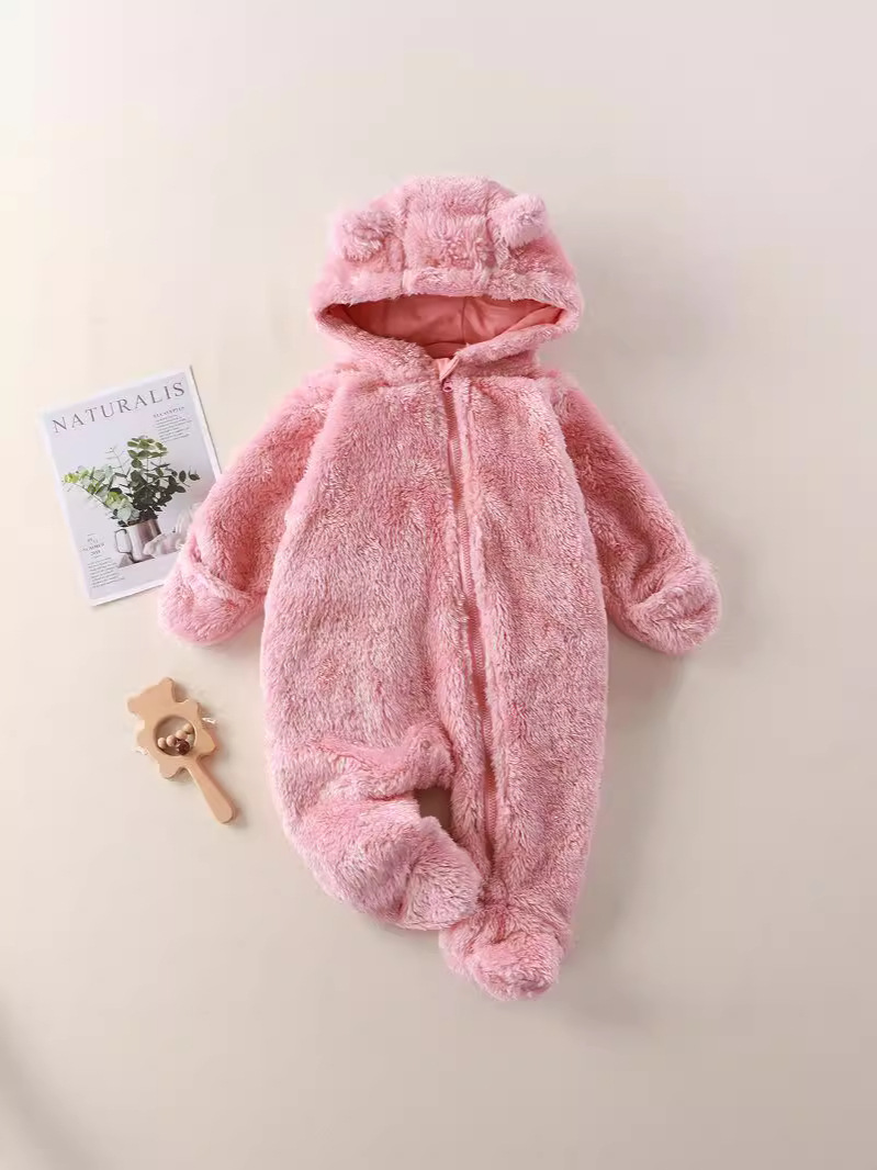 Infant Jumpsuit Autumn and Winter New Newborn Bag Hand and Foot Warm Crawling Suit Baby Plush Outing Clothing Coveralls