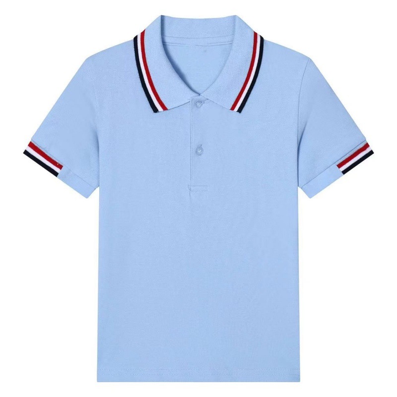 Children's polo shirt short sleeve men's and women's children's summer cotton lapel white school uniform class uniform a generation of T-shirt