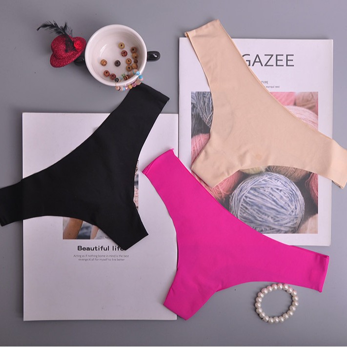 European size foreign trade wholesale European and American sexy Ice Silk Cotton seamless women's thong printed underwear