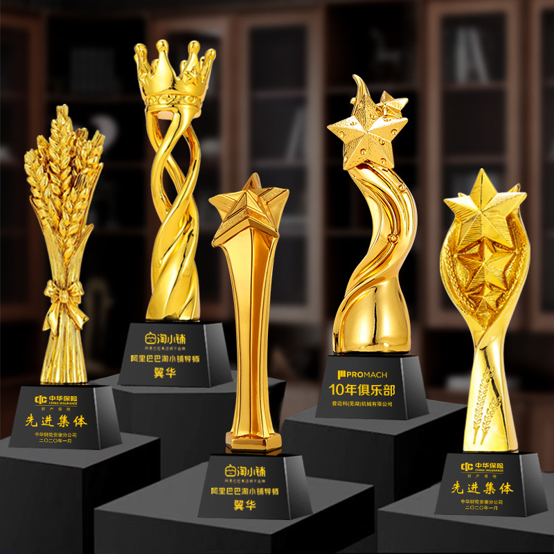 Crystal Metal Resin Trophy Medal Five-Pointed Star Thumb Customization Company Annual Meeting Outstanding Employees Customization Manufacturer