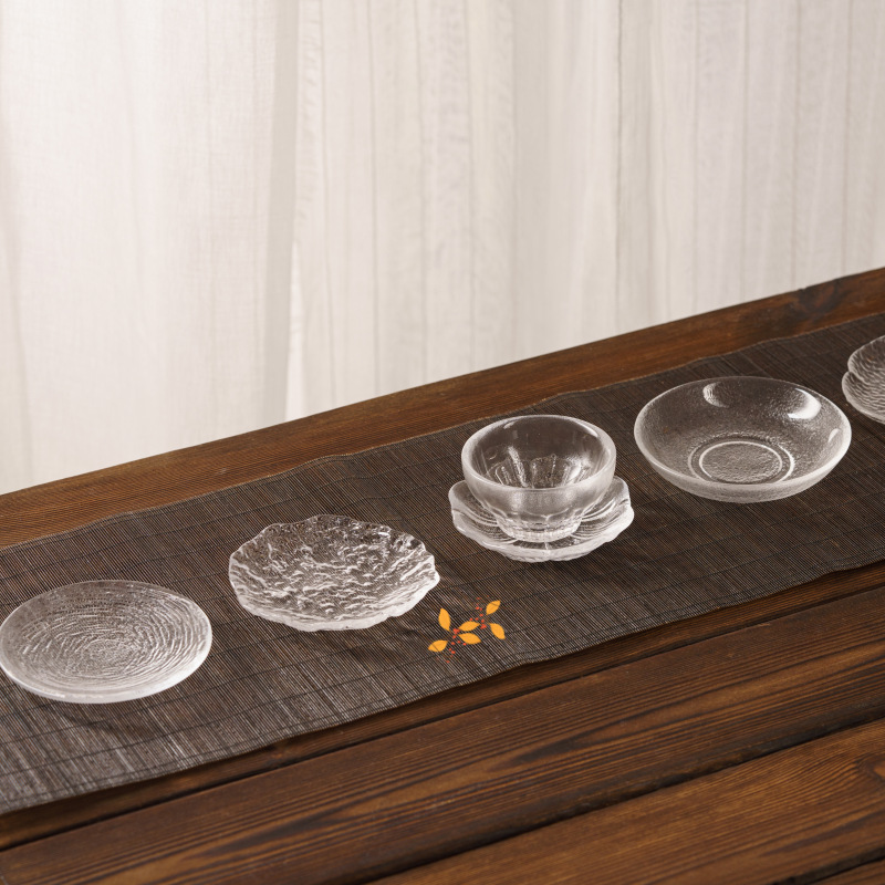 Japanese Glass Tea Coaster Insulation Pad Transparent Anti-Scalding Saucer Coffee Saucer Tea Set Accessories Coaster Tea Mat Saucer