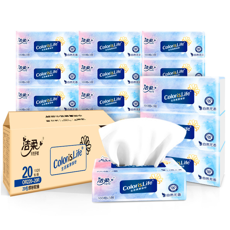Многоцветная безароматная бумага Jierou, 20 упаковок, 3 слоя, 100 листов, оптовая продажа