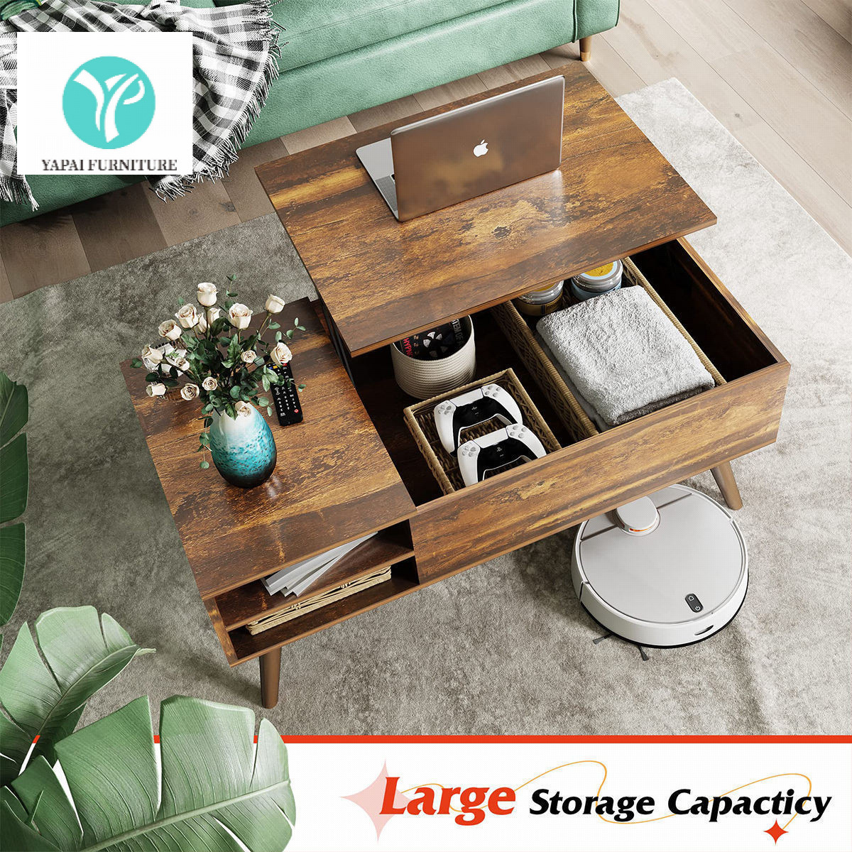 Coffee Table Cross-Border Supply Amazon Panel Furniture Factory Coffee Table Coffee Table Simple Storage Lift Living Room Wholesale