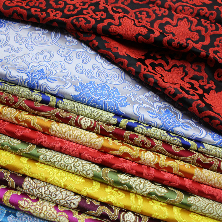 Cheongsam cotton-padded jacket stage spinning satin fabric decorative crafts cushion pillow brocade rich flower fabric