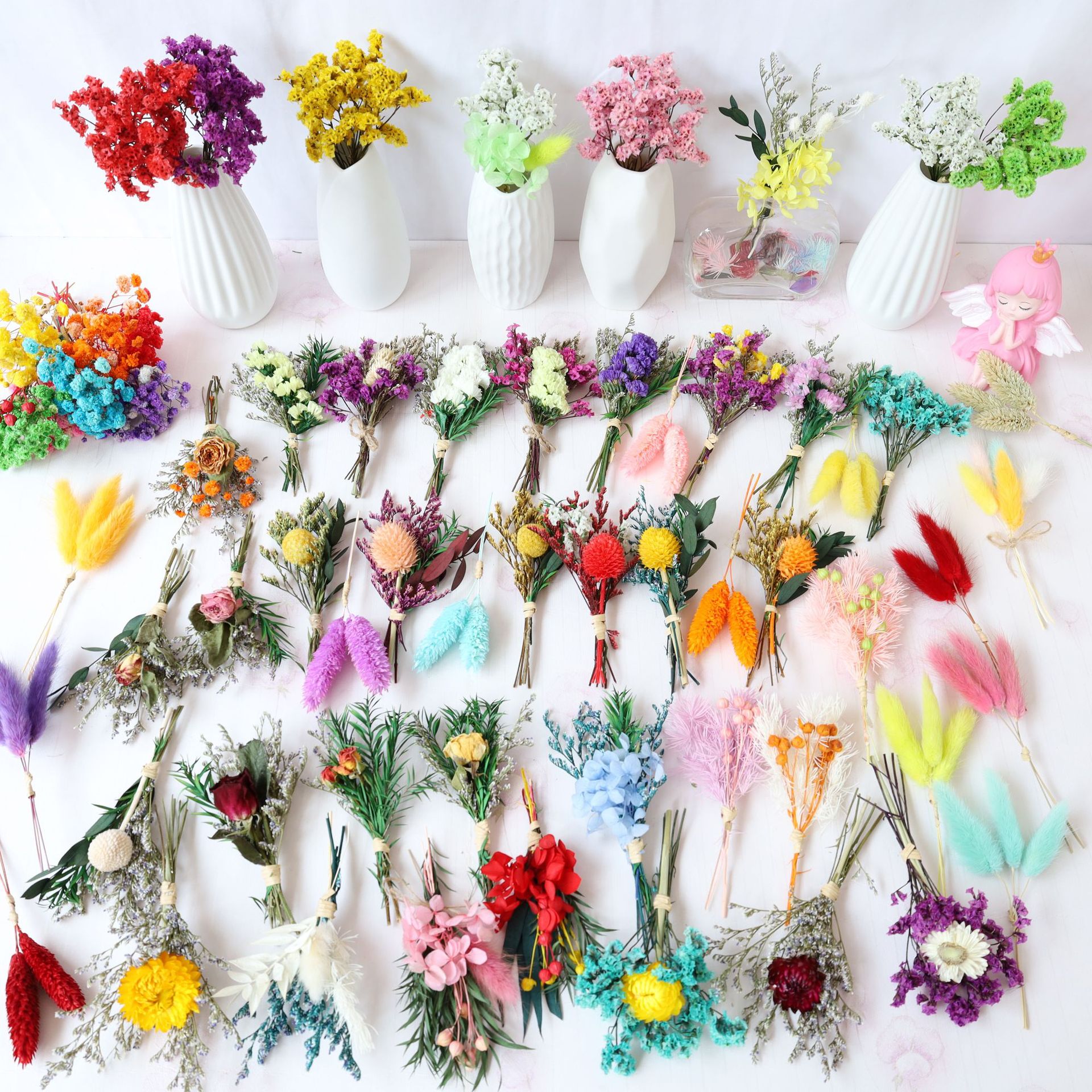 Сушеный цветок мини букет DIY смешанный букет для пальцев свадебный подарок коробка с поздравительной открыткой домашнее украшение