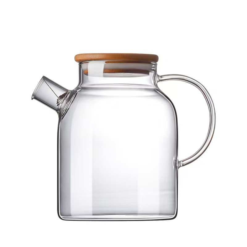 Wholesale Glass Cold Water Kettle Bamboo Lid Kettle Juice Kettle Household Heat-Resistant High Temperature Large Capacity Cold Water Kettle Small Boiling Water Kettle