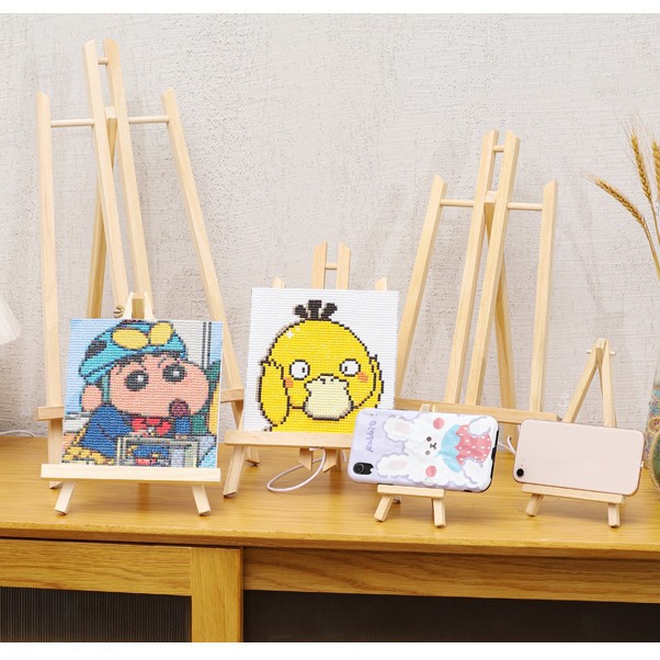 Wooden Trapezoid Triangle Easel 30 40 50 Mini Small Easel Children's Painting Small Easel Desktop Easel