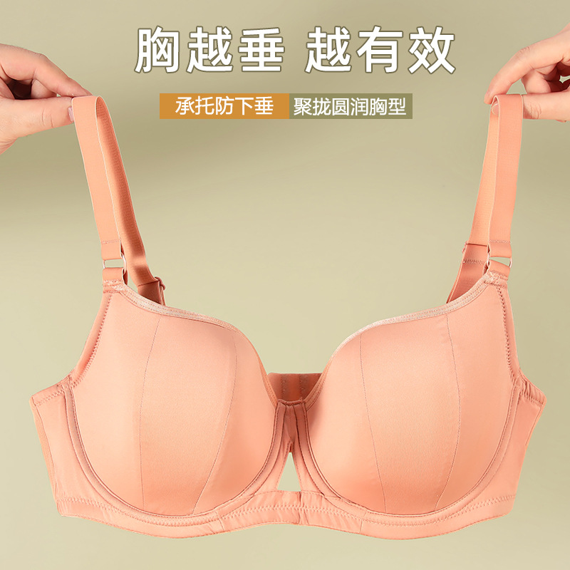 Cross-border plus size underwear women's big chest small anti-sagging gathered breathable bra large cup chubby girl bra wholesale