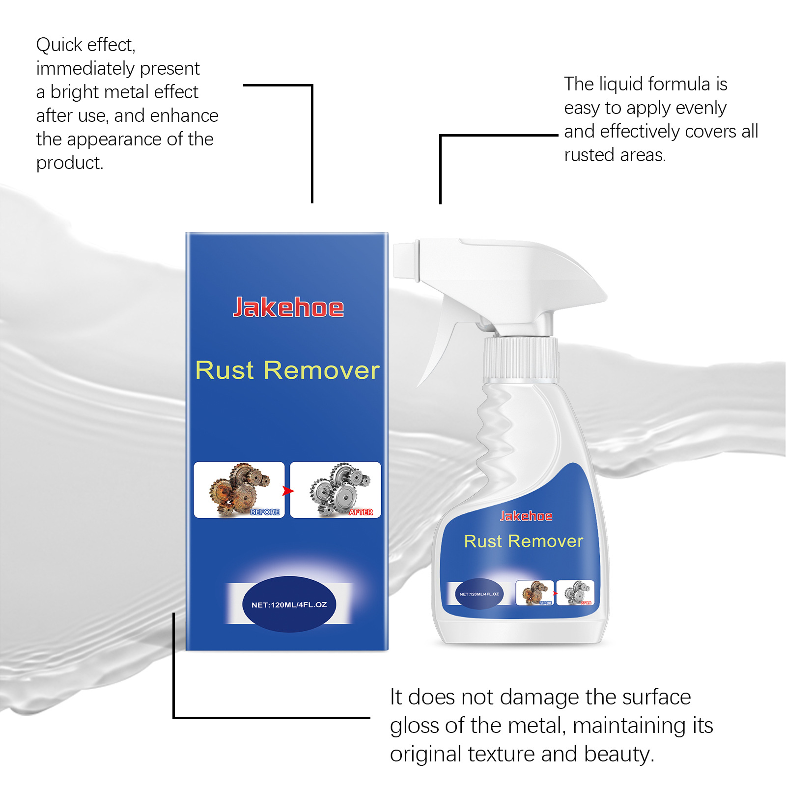 Jakehoe Metal Surface Rust Remover Removes Oil and Rust and Cleans Metal Hardware Workpieces and Steel Bars to Remove Oil and Rust