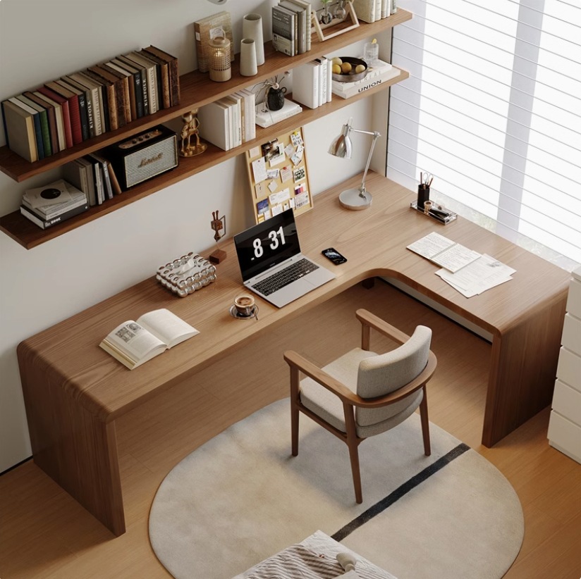 Simple Solid Wood L-shaped Desk Home Corner Computer Desk Student Study Writing Desk Bedroom Corner Workbench