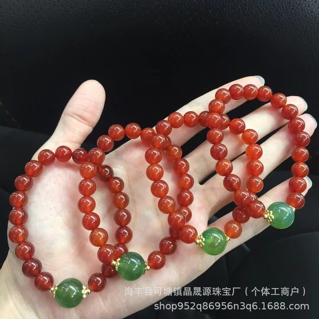 Натуральный красный агат, южный красный браслет с зеленым агатом, летний модный, онлайн-благосостояние