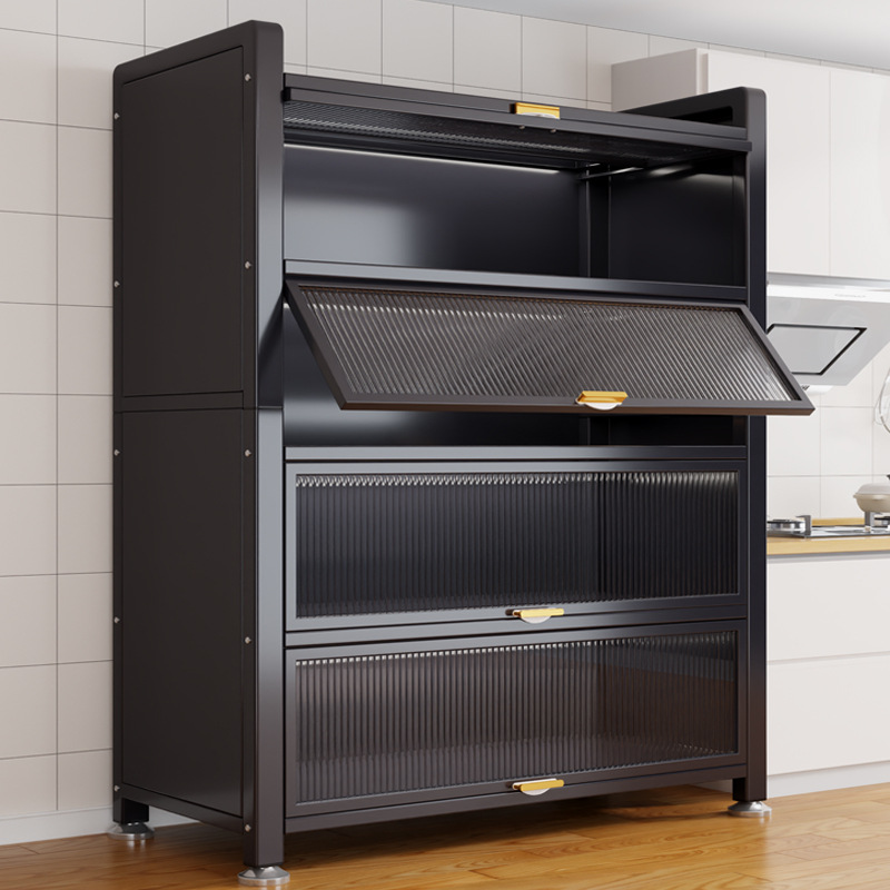 Кухонный шкаф для хранения Многоуровневый пылезащитный шкаф Микроволновая печь Многофункциональный шкаф