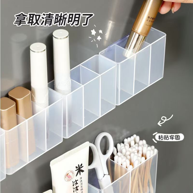 Wall-mounted Lipstick Box Mirror Cabinet Storage Non-perforated Lipstick Storage Box Hanging Wall-mounted Chalk Desktop Transparent Storage