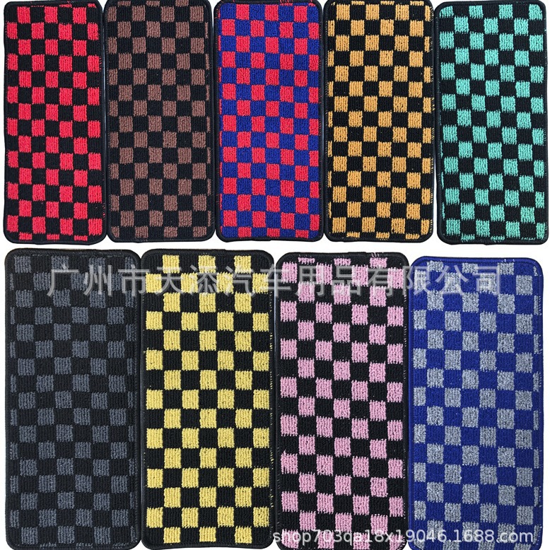 Цветной клетчатый замшевый коврик черного, красного и желтого цветов, нескользящий, разного размера