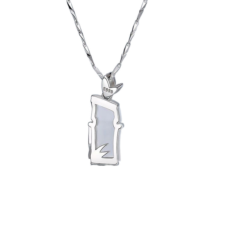 Literary and Fresh Style】Pure Silver 999 Bamboo Knot Sterling Silver Necklace with Permanent Chalcedony Pendant Couple Necklace Gift for Girlfriend