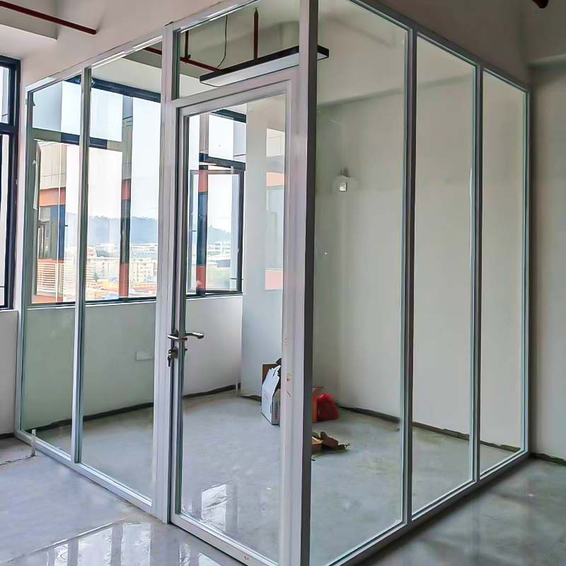 Foshan Office Glass Partition Wall Aluminum Alloy Screen Partition Bedroom Hollow Single Glass Living Room Glass Partition