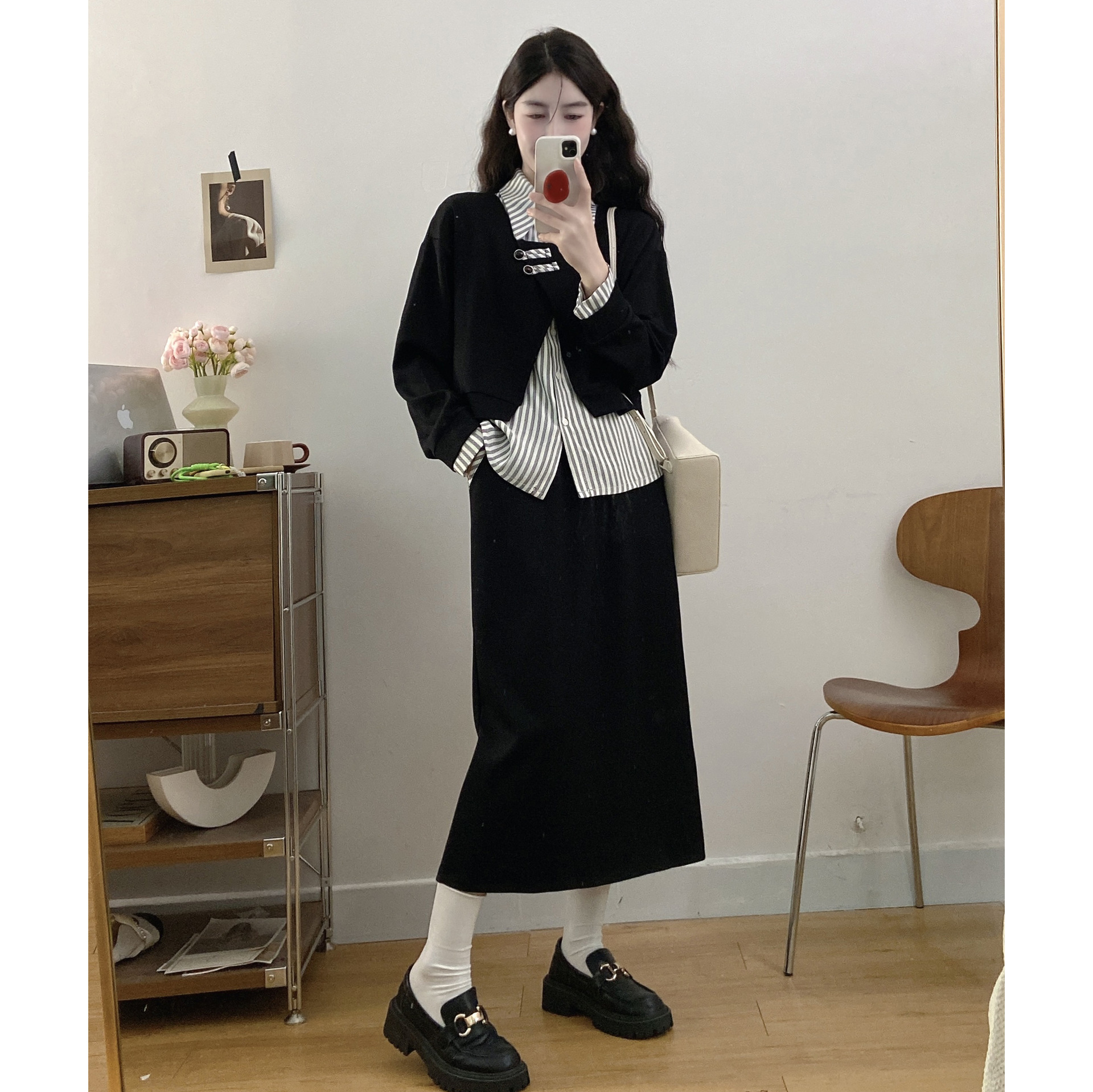 2025 New Large Size Fashionable Design Autumn and Winter Loose Two-Piece Sweatshirt and Skirt Set Casual Suit