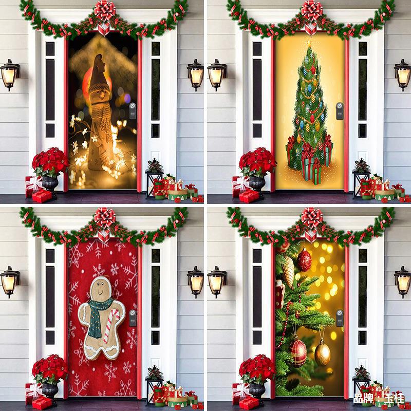 Christmas Door Cover Decoration Green Christmas Background Cloth Christmas Door Cover Door Hanging New Year Party Decoration Door Cover Tapestry