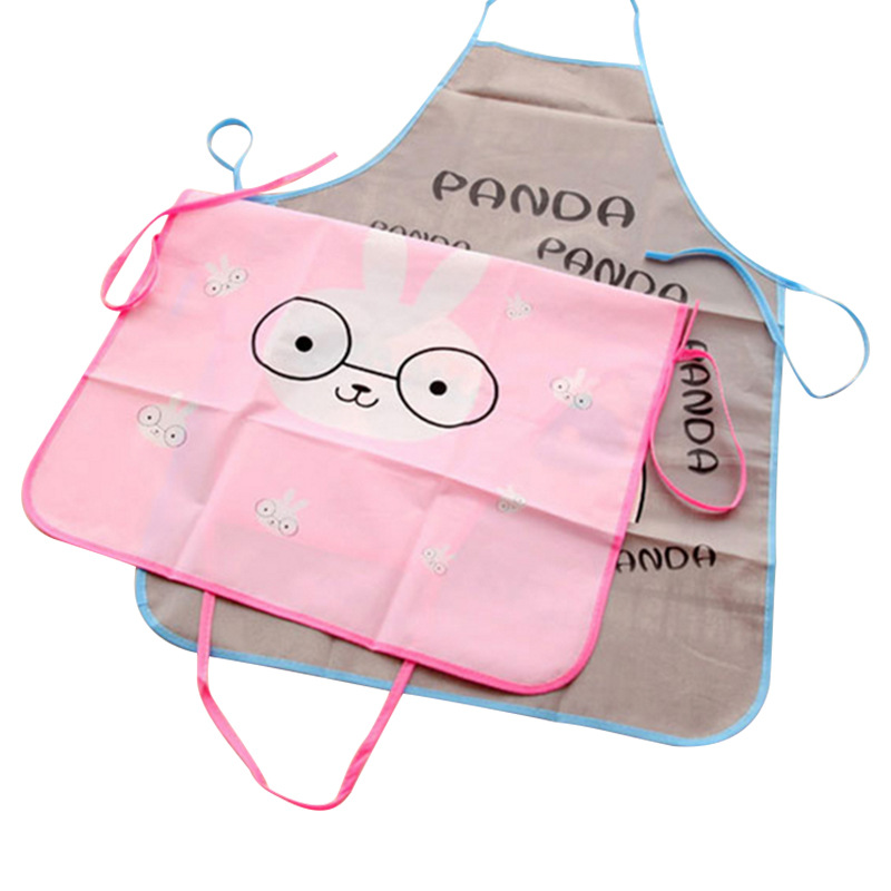 Korean-style Cute Cartoon Printed Waist Adult Neck Apron Kitchen Oil-proof Clean Sleeveless Half-length Apron