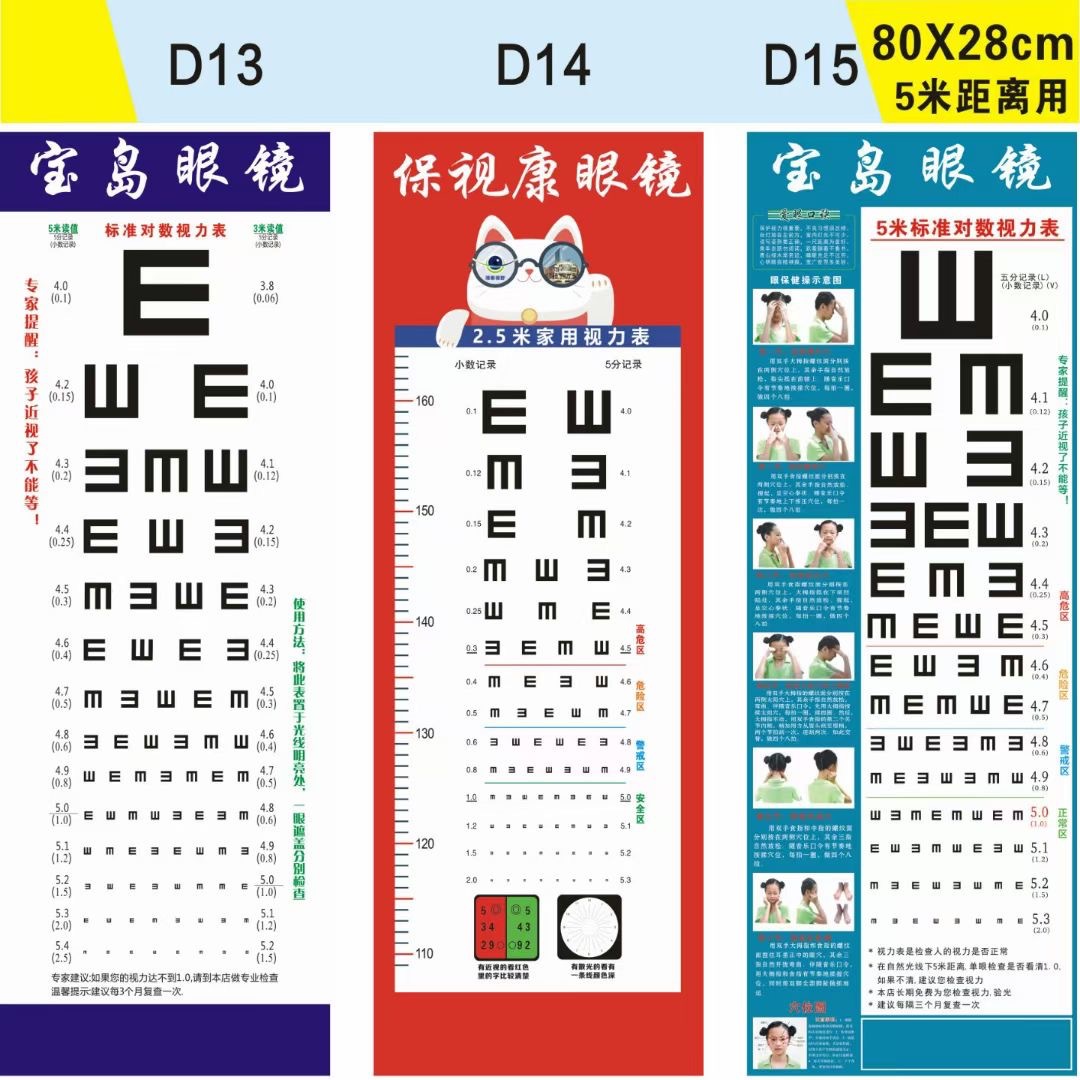 Can be printed logo shop name E word visual chart standard household 5 meters 3 meters visual chart cartoon children's test table pair