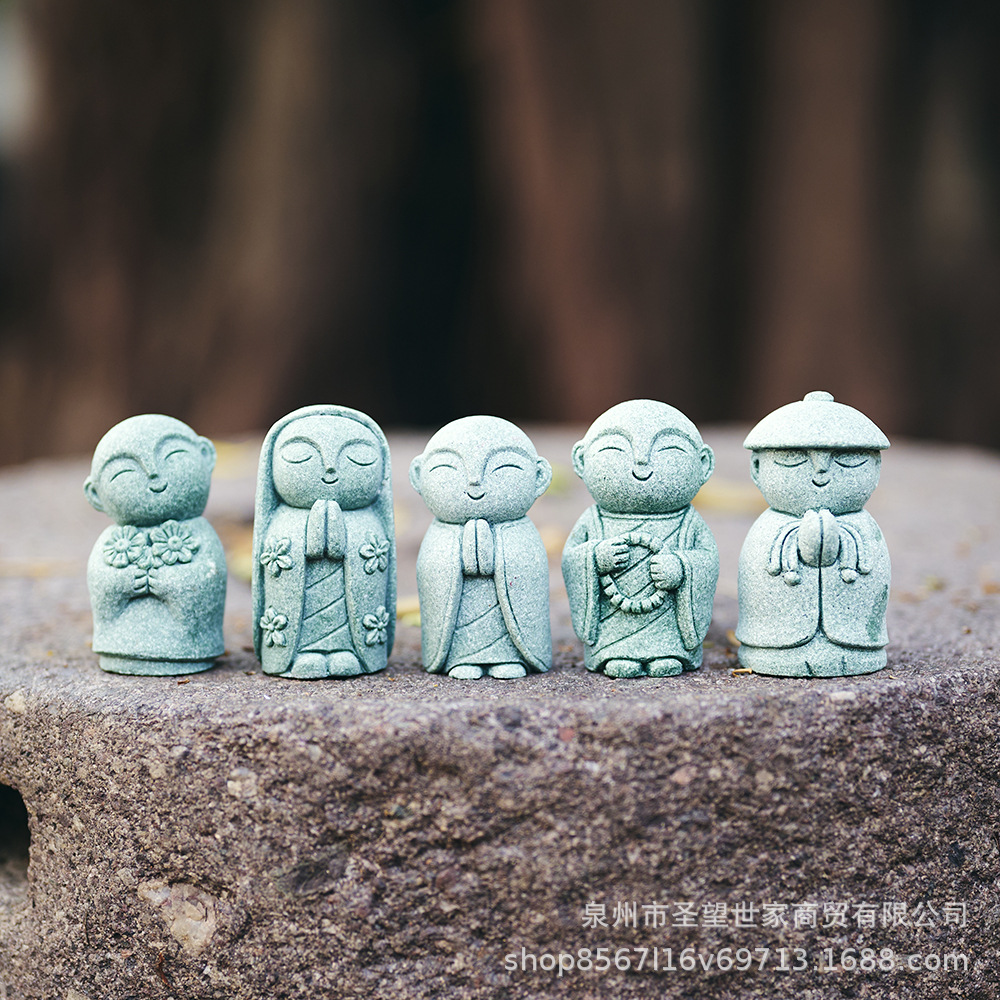 Японский стиль, маленький монах, аквариум, бонсай, микландшафт, чайные фигурки