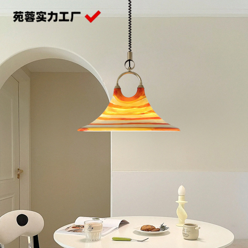 Creative and Unique Trumpet Dining Room Chandelier, Vintage Beauty Wrought Iron Hallway Adjustable Living Room Bedroom Dining Table Lamp