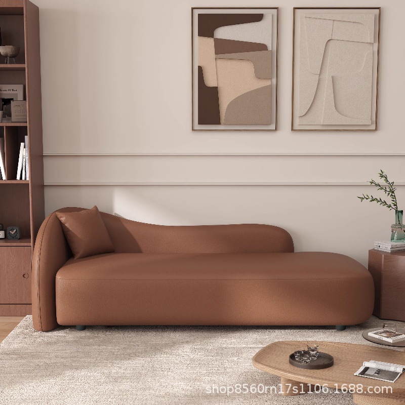 Light Luxury Cream Style Curved Sofa Chair Bedroom Small Apartment Living Room Lazy Chaise Lounge Bed B&B Hotel Leisure Lounge Chair