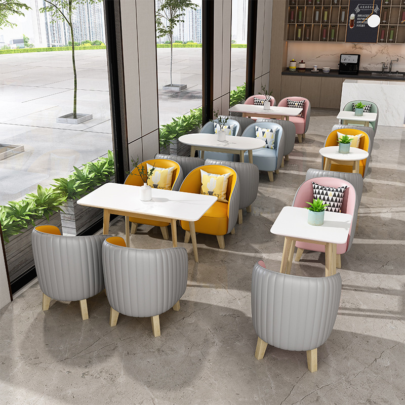 Internet-Famous Milk Tea Shop Table and Chair Sofa Set, Fresh and Simple Reception and Negotiation Table and Chairs, Café, Bar, and Lounge Sofa