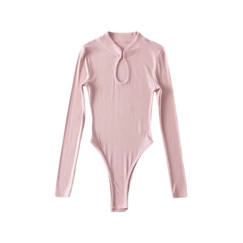 Masty Spice Girl Chest Hollow-out jumpsuit Stylish Fashion Base Shirt Autumn 22 New Stretch Collar Top for Women